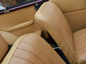 Morris Minor convertible wedding car interior